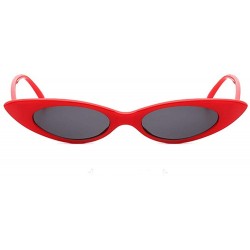 Oval Cat Eyes Sunglasses for Women - Vintage Oval Round Cat eye Sunglasses Goggle - Red/Grey - CB18ET84GIU $7.91