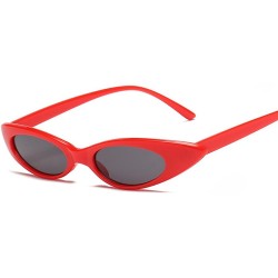 Oval Cat Eyes Sunglasses for Women - Vintage Oval Round Cat eye Sunglasses Goggle - Red/Grey - CB18ET84GIU $7.91