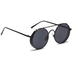Oversized Fashion Glasses - Round Retro Eyewear UV400 Protection Steampunk Sunglasses - Black Frame Grey Lens - CO190EZKA3H $...
