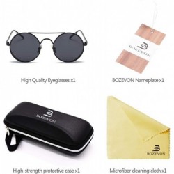 Oversized Fashion Glasses - Round Retro Eyewear UV400 Protection Steampunk Sunglasses - Black Frame Grey Lens - CO190EZKA3H $...