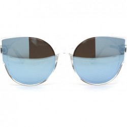 Oversized Womens Polarized Oversize Round Cat Eye Chic Sunglasses - Clear Silver Blue Mirror - CU192AIGTYT $11.46