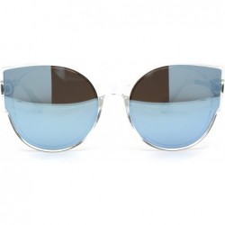 Oversized Womens Polarized Oversize Round Cat Eye Chic Sunglasses - Clear Silver Blue Mirror - CU192AIGTYT $23.56