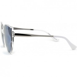Oversized Womens Polarized Oversize Round Cat Eye Chic Sunglasses - Clear Silver Blue Mirror - CU192AIGTYT $11.46