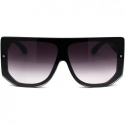 Shield Retro Flat Top Squared Rectangular Shield Mafia Sunglasses - Black Smoke - C918Z3LIA99 $13.35