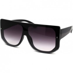 Shield Retro Flat Top Squared Rectangular Shield Mafia Sunglasses - Black Smoke - C918Z3LIA99 $13.35