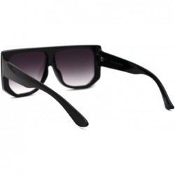 Shield Retro Flat Top Squared Rectangular Shield Mafia Sunglasses - Black Smoke - C918Z3LIA99 $13.35