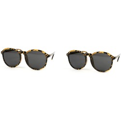 Round Classic Retro Fashion Round Frame Sunglasses P2105 - 2 Pcs Tortoise-smoke Lens & Tortoise-smoke Lens - CV11ZQRGWBZ $21.73