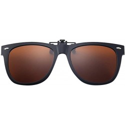 Aviator Polarized Clip-on Sunglasses Anti-Glare Driving Glasses for Prescription Glasses - Coffee - CG1947XLNUT $18.59