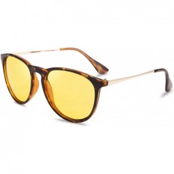 Oval Night Vision Driving Glasses Polarized Anti-glare Clear Sunglasses Women Men - Leopard Frame 2 - CC19326SH8C $30.13