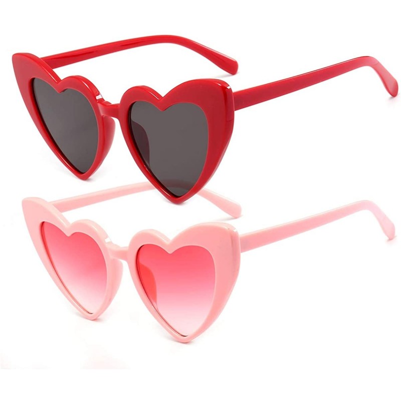 Cat Eye Heart Sunglasses for Women Retro Love Eyeglasses Vintage Cat Eye Glasses UV400 - C Pink- Red - CT196GT86ZL $10.58