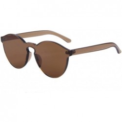 Rimless Women UV400 Cat Eye Shades Sunglasses Integrated Eyewear - Brown - CO17YUA6SG9 $11.67