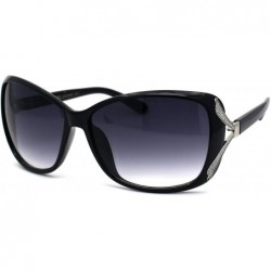 Butterfly Womens Glitter Jewel Ribbon Hinge Butterfly Sunglasses - Black Silver Smoke - CG196UG59WL $23.92