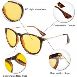 Oval Night Vision Driving Glasses Polarized Anti-glare Clear Sunglasses Women Men - Leopard Frame 2 - CC19326SH8C $13.43