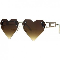 Rectangular Womens Pixel Squared Geometric Heart Art Deco Nouveau Sunglasses - Gold Brown - CO182X76XX4 $10.67