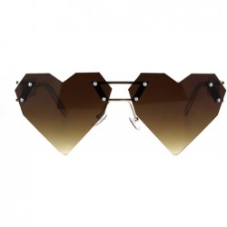 Rectangular Womens Pixel Squared Geometric Heart Art Deco Nouveau Sunglasses - Gold Brown - CO182X76XX4 $10.67