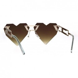 Rectangular Womens Pixel Squared Geometric Heart Art Deco Nouveau Sunglasses - Gold Brown - CO182X76XX4 $10.67