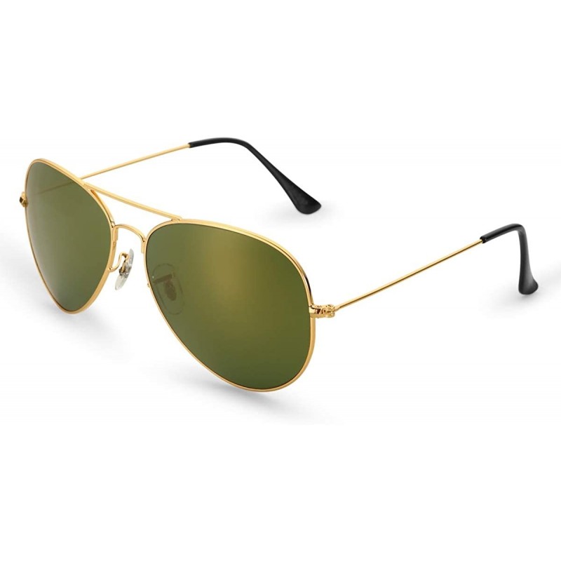 Aviator Aviator Sunglasses for Men Women-Flash Mirror Lens UV400 Sunglasses Eyewear Multi-Color(Gold Frame - 60) - CA17YGX7QG...