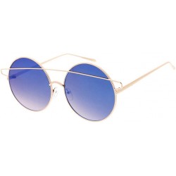 Round Fashion Round Frame Wired Uni-brow Sunglasses - Blue - CA18ASZR069 $14.55