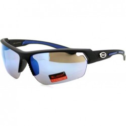 Sport Xloop Sunglasses Mens Sports Light Weight Half Rim Wrap Matte Frame - Black Blue - CI1804IG38S $19.06