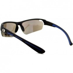 Sport Xloop Sunglasses Mens Sports Light Weight Half Rim Wrap Matte Frame - Black Blue - CI1804IG38S $10.82