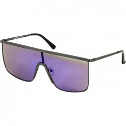 Square Oversized Flat Top Square VINTAGE RETRO SHIELD VISOR Style Aviator SUNGLASSES - Purple Blue - CI18NZ0L7SD $10.14