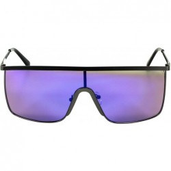 Square Oversized Flat Top Square VINTAGE RETRO SHIELD VISOR Style Aviator SUNGLASSES - Purple Blue - CI18NZ0L7SD $10.14