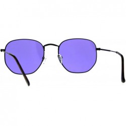 Square Vintage Fashion Sunglasses Thin Metal Hexagon Shape Frame Color Lens UV 400 - Black (Purple) - C8188OLRKLW $12.90