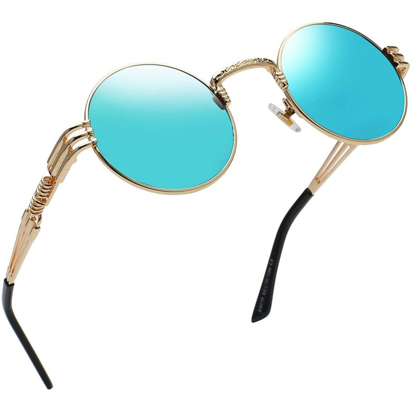 Round Steampunk Round Sunglasses for Men and Women John Lennon Glasses Circle Metal Eyewear - C218R0ZACE3 $9.57