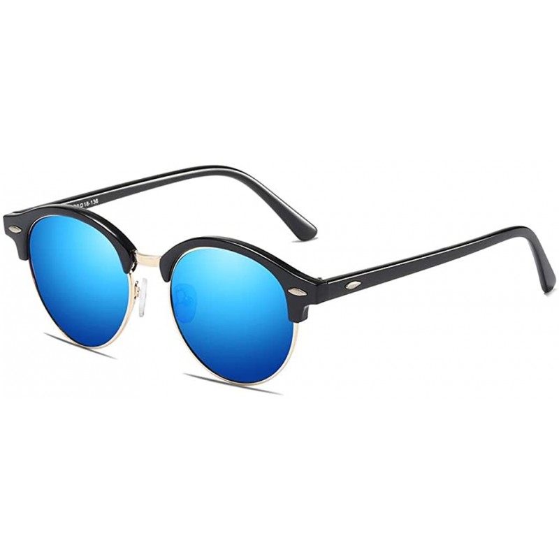 Semi-rimless Sunglasses Unisex Polarized 100% UV Blocking Fishing and Outdoor Driving Glasses Round Semi Rimless Frame Retro ...