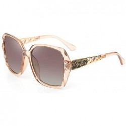 Oversized Oversized Polarized Sunglasses for Women-Classic Stylish Diamond Design Big Shades UV Protection 8079 - Brown - CS1...