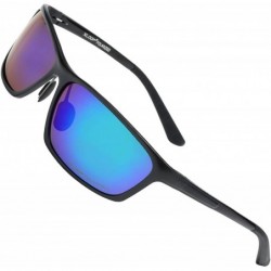 Rectangular Polarized Aircraft Al-Mg Driving Sport Fishing Sunglasses For Women Men - Matte Black - Polarized Kryptonite - C3...