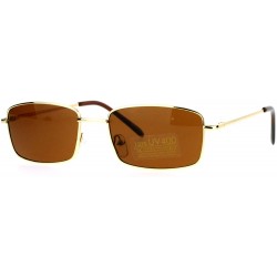 Rectangular Small Frame Sunglasses Thin Metal Rectangular Fashion Spring Hinge - Gold - CS187CCGHZD $19.68