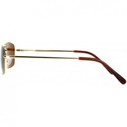 Rectangular Small Frame Sunglasses Thin Metal Rectangular Fashion Spring Hinge - Gold - CS187CCGHZD $10.99