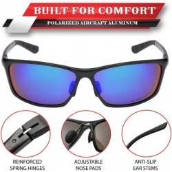 Rectangular Polarized Aircraft Al-Mg Driving Sport Fishing Sunglasses For Women Men - Matte Black - Polarized Kryptonite - C3...