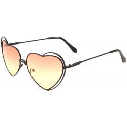 Butterfly Oceanic Color Heart Shape Lens Double Side Thin Rim Frame Sunglasses - Orange - CH1987GRW67 $26.81