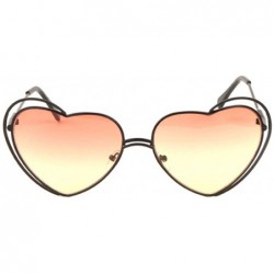 Butterfly Oceanic Color Heart Shape Lens Double Side Thin Rim Frame Sunglasses - Orange - CH1987GRW67 $12.88