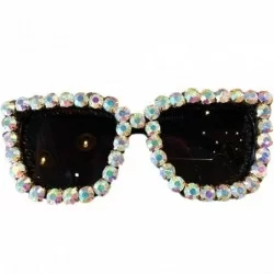 Square Fashion Rhinestone Sunglasses Exaggerated Glasses - C318YEXCTY5 $18.10