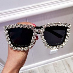 Square Fashion Rhinestone Sunglasses Exaggerated Glasses - C318YEXCTY5 $7.14