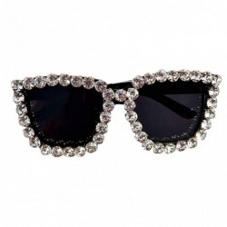 Square Fashion Rhinestone Sunglasses Exaggerated Glasses - C318YEXCTY5 $7.14