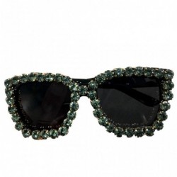 Square Fashion Rhinestone Sunglasses Exaggerated Glasses - C318YEXCTY5 $7.14