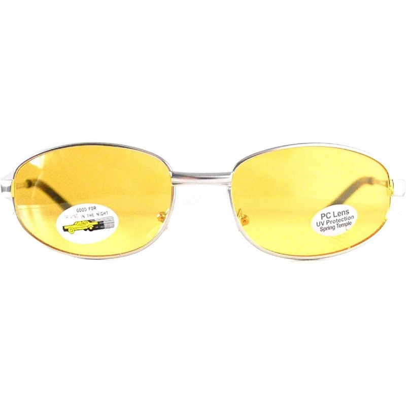 Wrap Unisex Spring Temple Metal Wrap Around HD Night Driving Glasses - Silver - CU12OBVGN7K $8.87