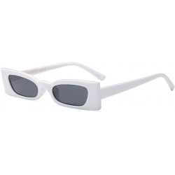 Square Small Sunglasses Women Vintage Rectangle Female Sun Glasses Cat Eye Ladies Gift - White With Black - C318LZEGGGY $11.52
