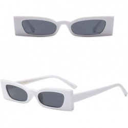 Square Small Sunglasses Women Vintage Rectangle Female Sun Glasses Cat Eye Ladies Gift - White With Black - C318LZEGGGY $11.52