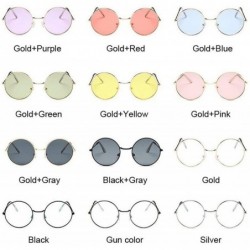 Oversized 2019 Retro Round Pink Sunglasses Women Brand Designer Sun Glasses For Women Alloy Mirror Female - Silver - CK18W5EN...