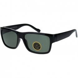 Rectangular Mens Tempered Glass Lens Rectangular Sport Horn Rim Sunglasses - Shiny Black - CF18M2E88DR $18.68