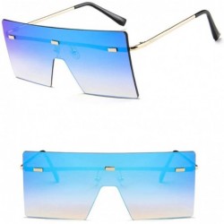 Rimless Ultralight Square Oversized Sunglasses Classic Fashion Siamese One Piece Glasses Rimless Design for Women Men - CI199...