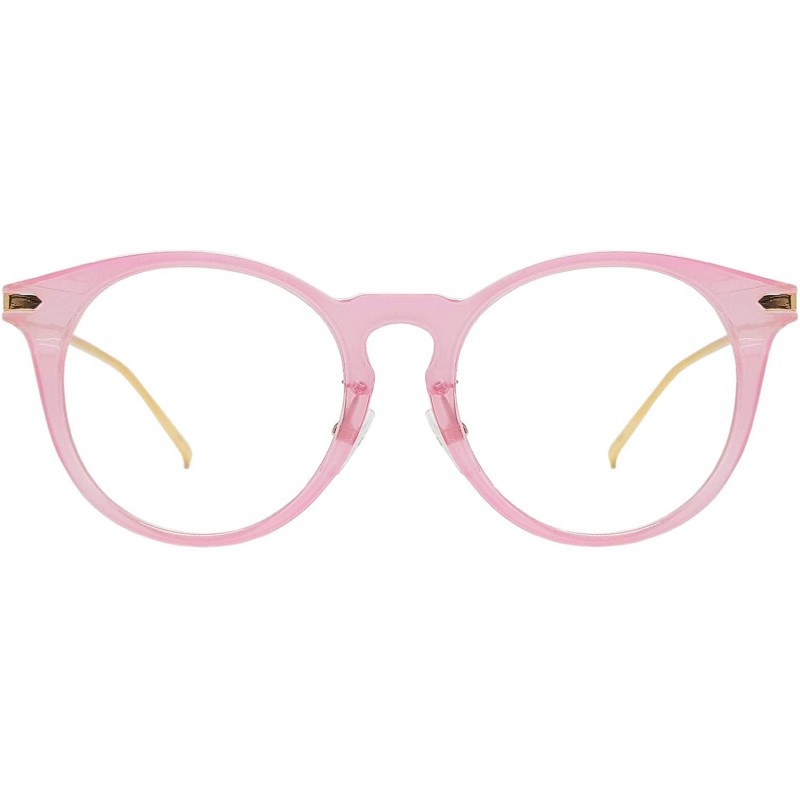Wayfarer Oversized Big Round Horn Rimmed Eye Glasses Clear Lens Oval Frame Non Prescription - Pink 10122 - CK18NYK6D3T $9.94
