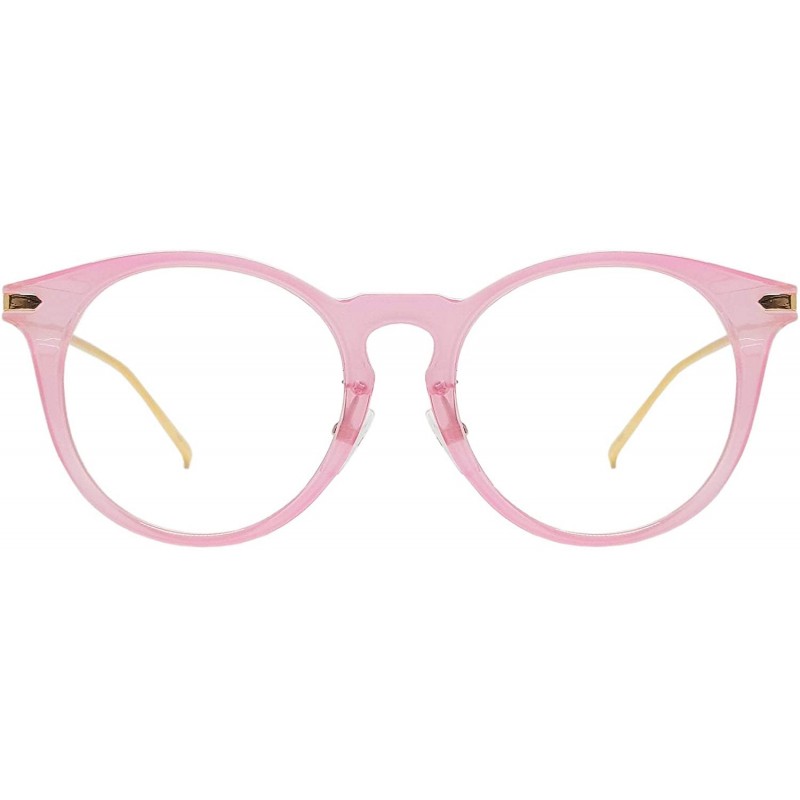 Wayfarer Oversized Big Round Horn Rimmed Eye Glasses Clear Lens Oval Frame Non Prescription - Pink 10122 - CK18NYK6D3T $9.94