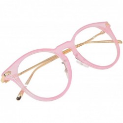 Wayfarer Oversized Big Round Horn Rimmed Eye Glasses Clear Lens Oval Frame Non Prescription - Pink 10122 - CK18NYK6D3T $9.94