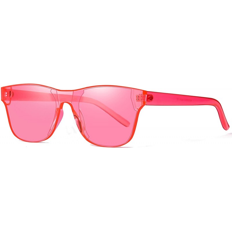 Square One Piece Rimless Tinted Sunglasses Transparent Candy Color Glasses - 009-pink - CH18E0I8OSY $9.52